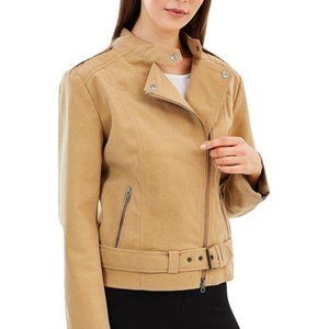 James & Co Vivienne Camel Faux Suede Biker Jacket
